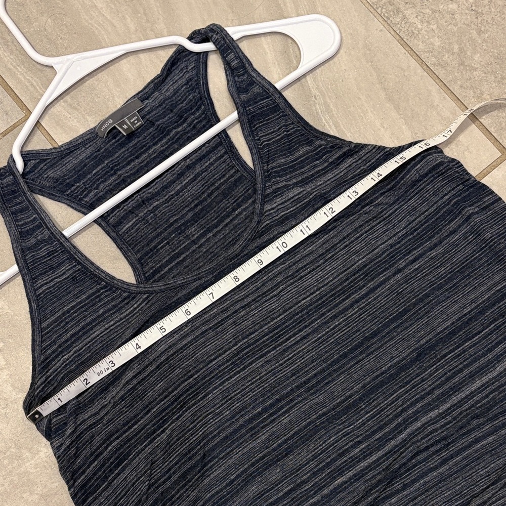 Vince navy Blue Striped Women's Tank racerback Top medium - Picture 3 of 5